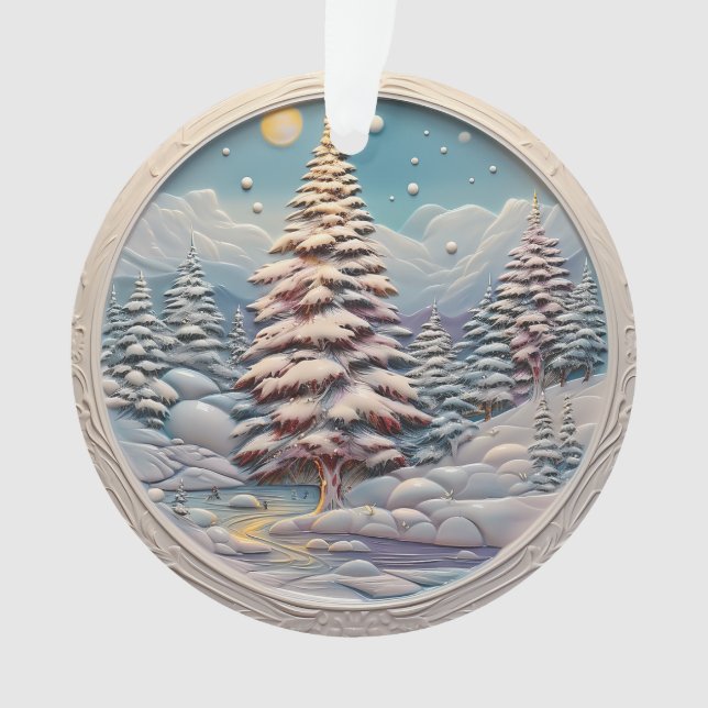 3d Blue Christmas Trees Ornament (Front)