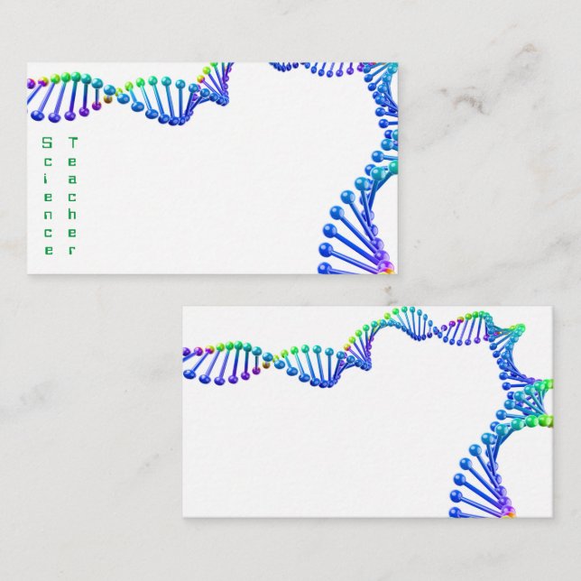 3D blue green double helix science teacher Business Card (Front/Back)