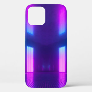 3d, blue pink violet neon abstract background, ult iPhone 12 case