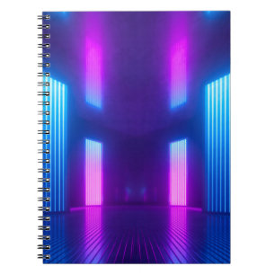 3d, blue pink violet neon abstract background, ult notebook