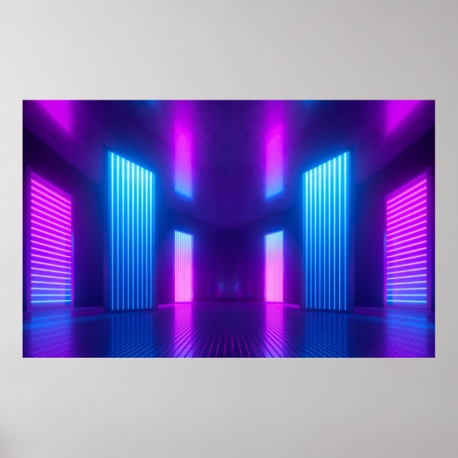 3d, blue pink violet neon abstract background, ult poster (Front)