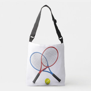 3D blue red tennis rackets and ball Crossbody Bag