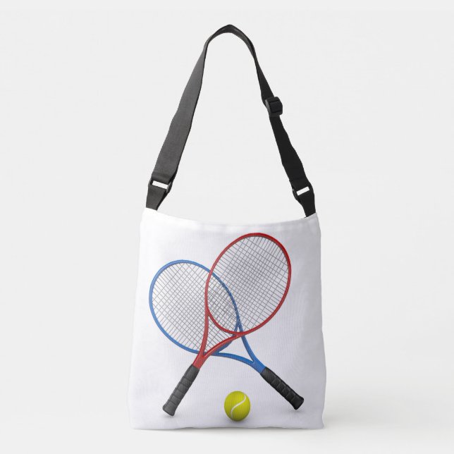 3D blue red tennis rackets and ball Crossbody Bag (Front)
