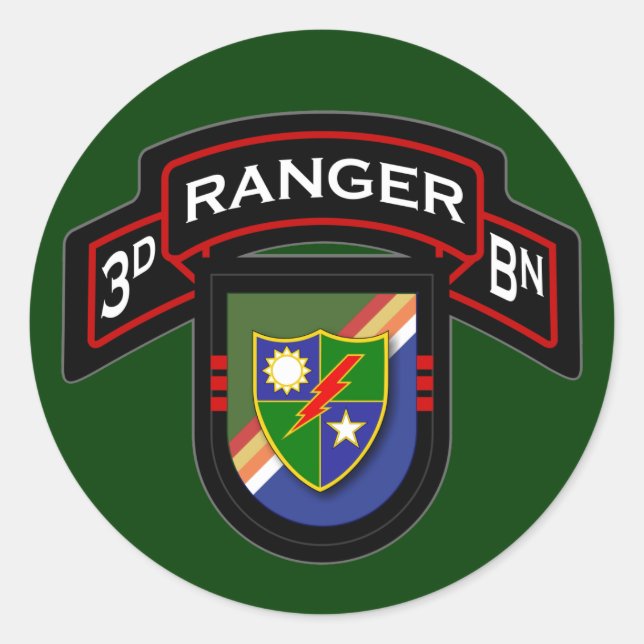 3d Bn, 75th Ranger Regiment - Airborne Classic Round Sticker (Front)