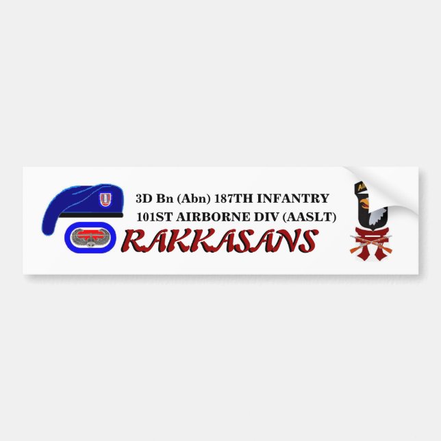 3D BN (Abn) 187TH Inf RAKKASANS Bumper Sticker (Front)