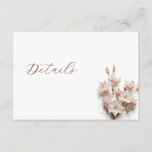 3D Boho Floral Wedding Details Enclosure Card
