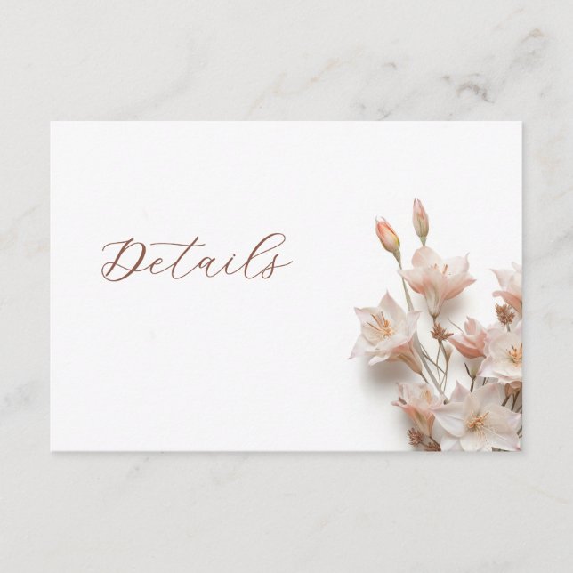 3D Boho Floral Wedding Details Enclosure Card (Front)