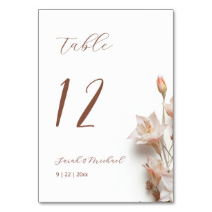 3D Boho FlowersWedding Table Number