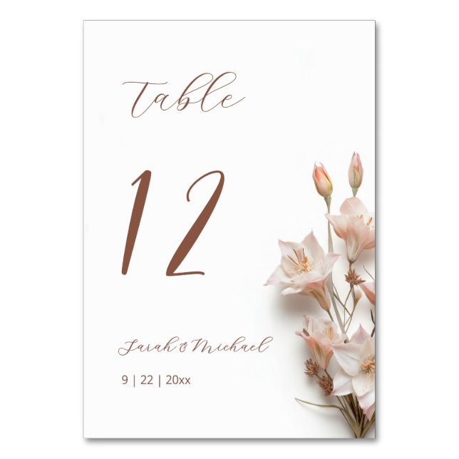 3D Boho FlowersWedding Table Number (Back)