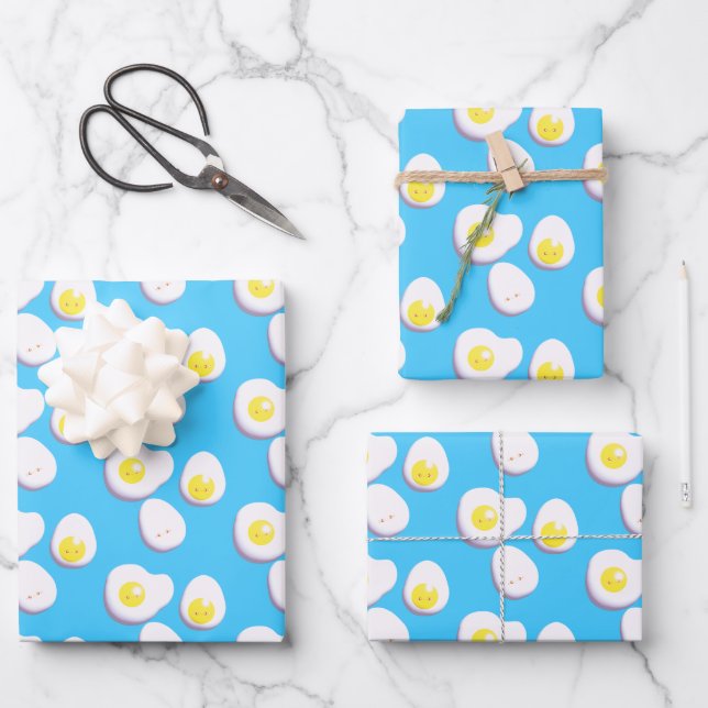 3D Boiled And Fried Eggs Wrapping Paper Sheet (Front)