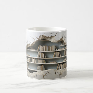 3D Bookshelf Background Mug