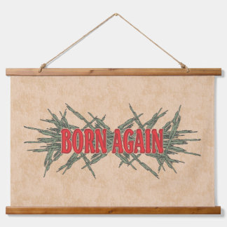 3D Born Again in Red on Crown of Thorns Green/Blac Hanging Tapestry