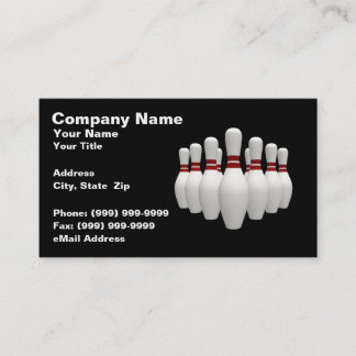 3D Bowling Pins (on Black BG) Business Card