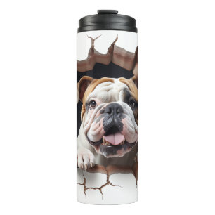 3D Bulldog Cracked Hole Thermal Tumbler