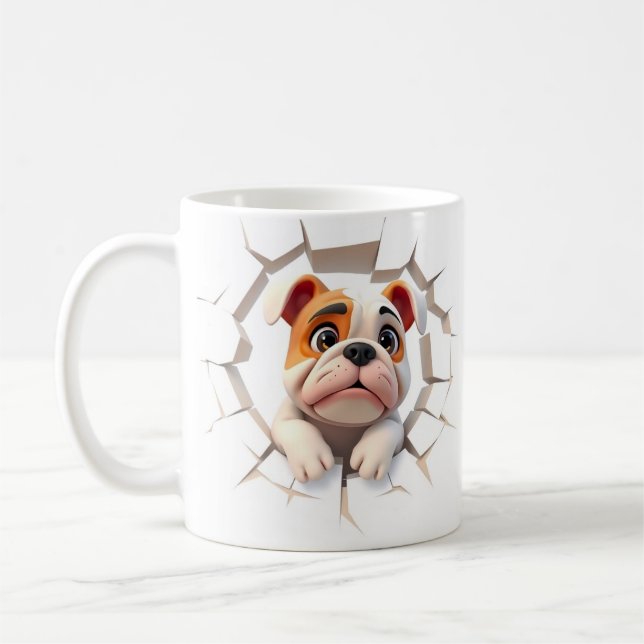 3d bulldog mug wrap, 3d mug wrap design (Left)