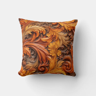 3d burnt orange floral throw pillow