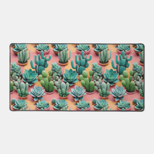 3D Cactus and Succulent Plants Desk Mat