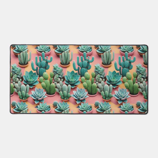 3D Cactus and Succulent Plants Desk Mat (Front)