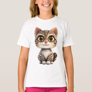 3D Cartoon Cat – Adorable Cat Animal Design T-Shirt