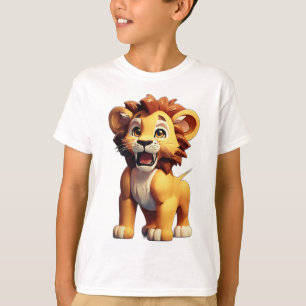 3D Cartoon Lion - Strong & Playful Screaming Cub T-Shirt