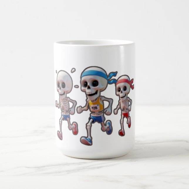 “3D Cartoon Skeleton Race • Funny Running Skeleton Coffee Mug (Center)