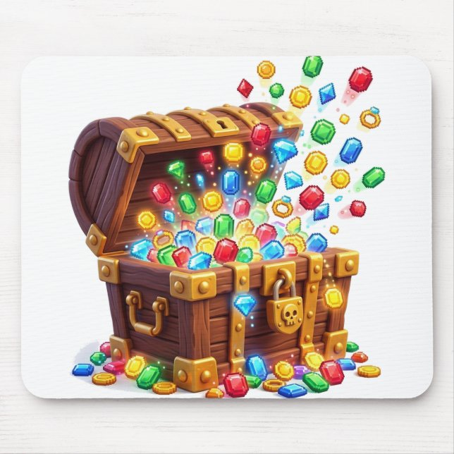 3D Cartoon Treasure Chest Gems Mouse Pad (Front)