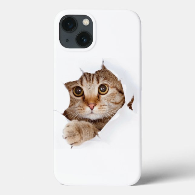"3D Cat Elegance: Protective Case for iPhone 13 wi (Back)
