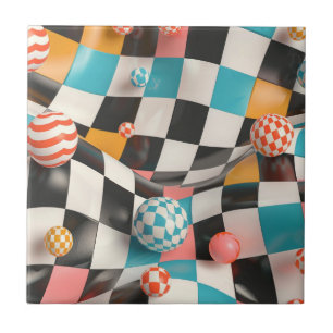 3D Chequerboard Grid with Floating Spheres (2) Tile