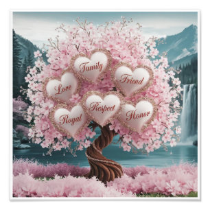 3D Cherry Blossom Tree with Glitter and Intertwine Photo Print