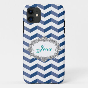 3D Chevrons Blue/Wht iPhone 5/5S Case Personalise