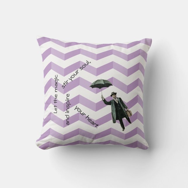3D Chevrons Inspirational Pillow with Flying Man (Front)