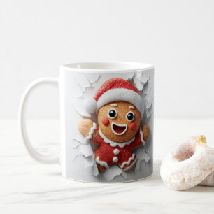 3D Christmas Gingerbread Hole In A Wall Mug Wrap