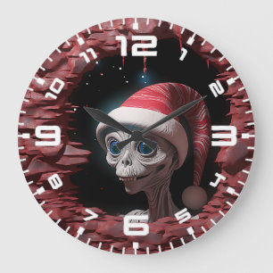 3D Christmas Mars Alien Large Clock