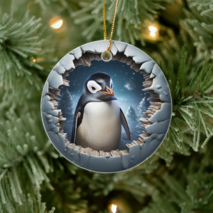 3D Christmas Penguin Ceramic Tree Decoration