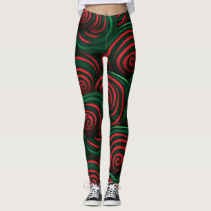 3D Christmas, Red &Green Leggings