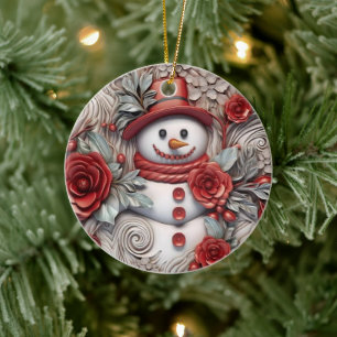 3D Christmas Snowman Ceramic Tree Decoration