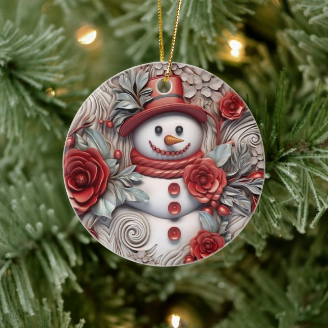 3D Christmas Snowman Ceramic Tree Decoration (Tree)