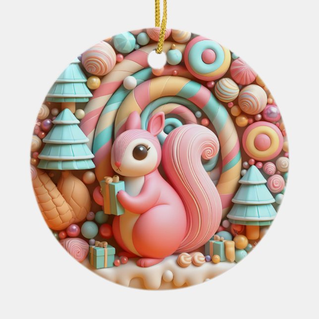 3d christmas squirrel ceramic tree decoration (Front)