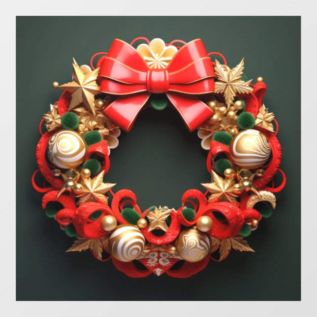 3D Christmas Wreath Window Cling (Sheet)