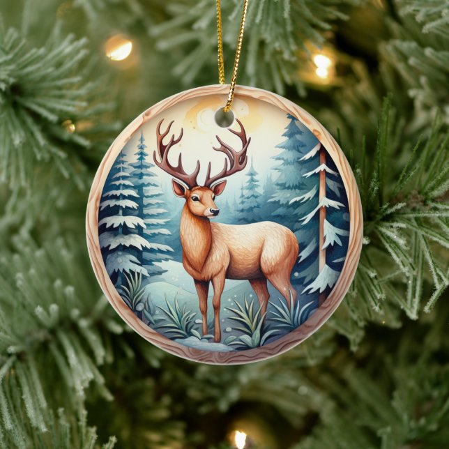 3D CLASSIC CHRISTMAS DEER CERAMIC TREE DECORATION (Tree)