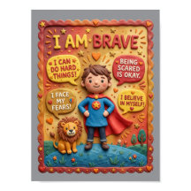 3D Clay Cute Brave Kid Lion Hero Educational