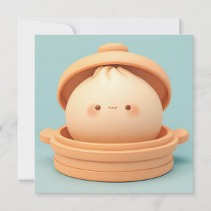 3D Clay Steamed Dumpling in Steamer Pot Postcard