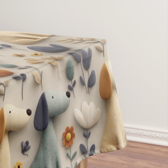 3D clay style seamless pattern with cute dogs Tablecloth (In Situ)