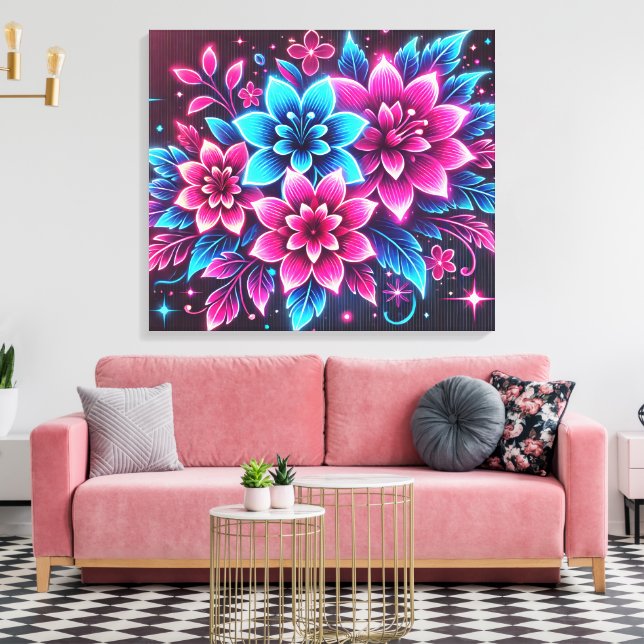 3D Colorful Flowers  Canvas Print (Insitu(LivingRoom))