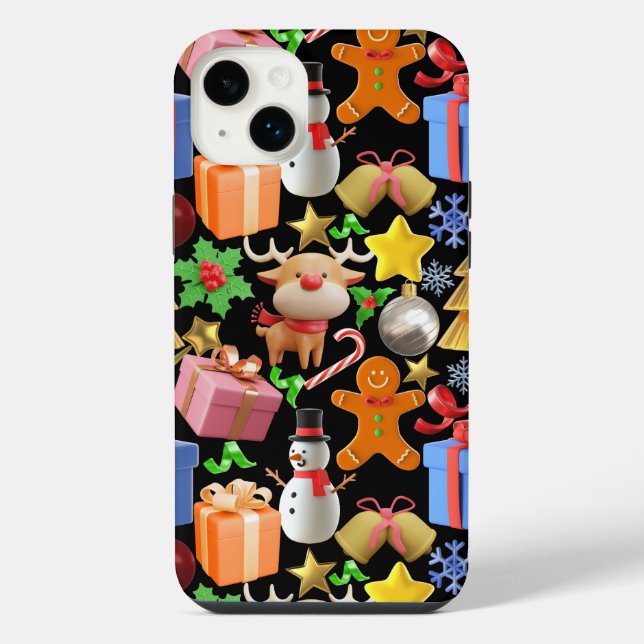 3D Colourful Christmas Ornaments pattern.01 iPhone Case (Back)