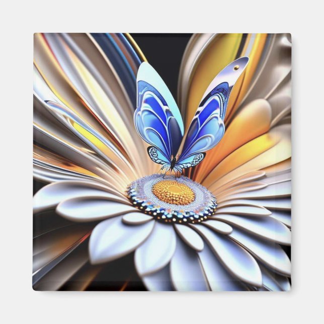 3D Colourful Flower and Butterfly  Magnet (Front)