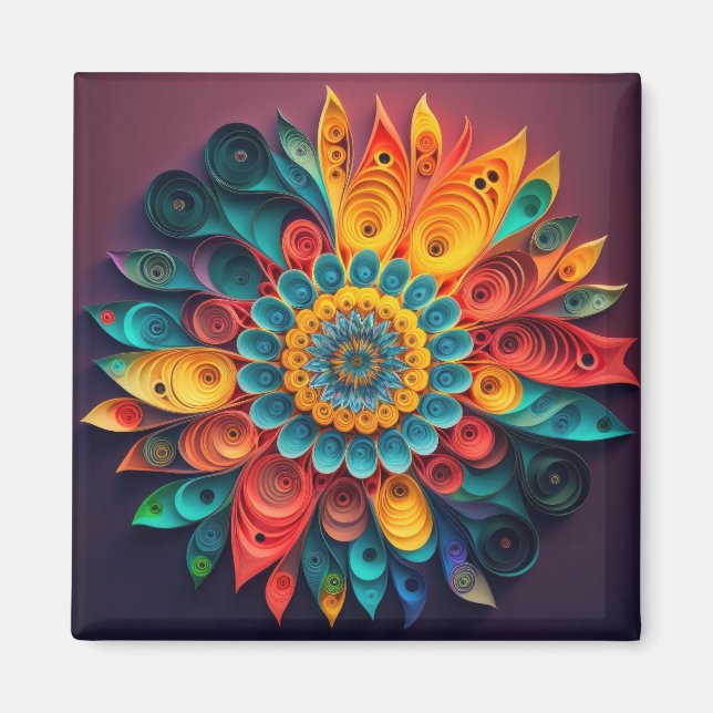 3D Colourful Flower Magnet (Front)