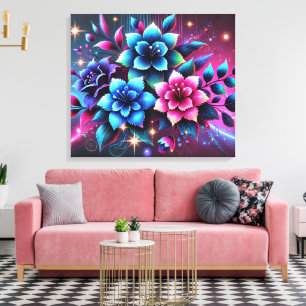 3D Colourful Flowers  Canvas Print