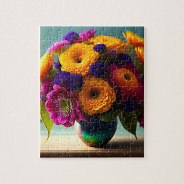 3D Colourful Flowers Jigsaw Puzzle (Vertical)