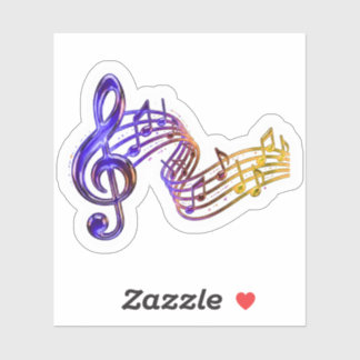 3D Colourful Glass Musical Notes & Treble Clef